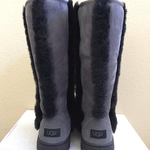 UGG SUNBURST ULTRA TALL BLACK / GREY GRAY WATER RESISTANT BOOTS - Picture 5 of 6